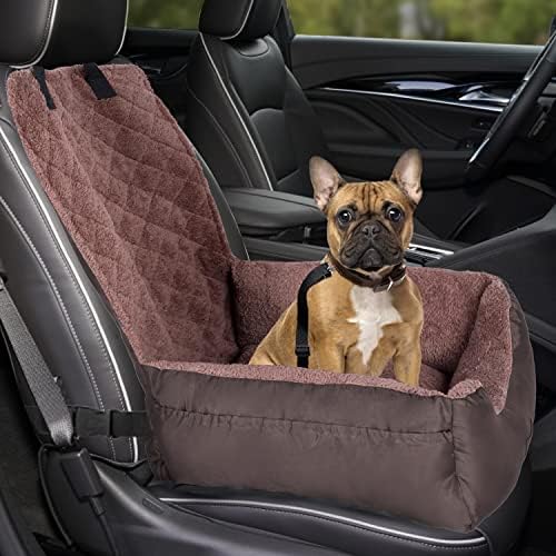 Assento de carro para cachorro, assentos de carro de cachorro totalmente laváveis ​​pequenos a menos de 25 libras, assentos macios de reforço de cachorro com bolsos de armazenamento e coleira portátil portátil de carro de viagem de carro
