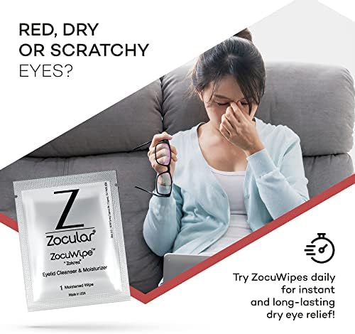 Limpos de pálpebras Zocuwipe com complexo de quiabo - limpador de pálpebras e almofadas hidratantes para olhos secos irritados