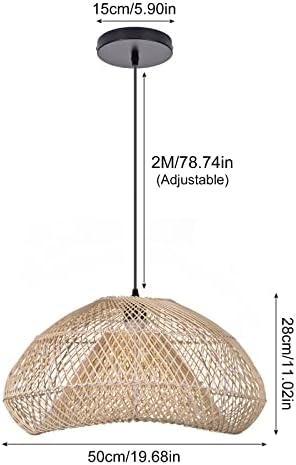 Walmhomie Rattan Luzes de cozinha ilha de cozinha boho teto pendurado luminária luminária de vime de vime para restaurante de