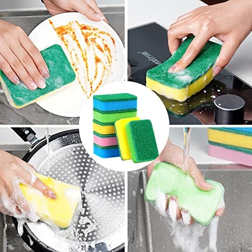 Esponjas embrulhadas individualmente, 24 Pack Kitchen Washing Sponge a granel, esfregações não arranhadas, esponjas para limpeza de cozinha, família, esponjas não arranhadas seguras para panelas antiaderentes