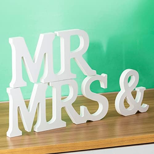 Sr. e Sra. Sign para a mesa de casamento vintage Rustic MR e MRS Sinais de decoração Cartas de bloco Decoração de casa Figura para amantes Casais Engajamento Acessórios em pé