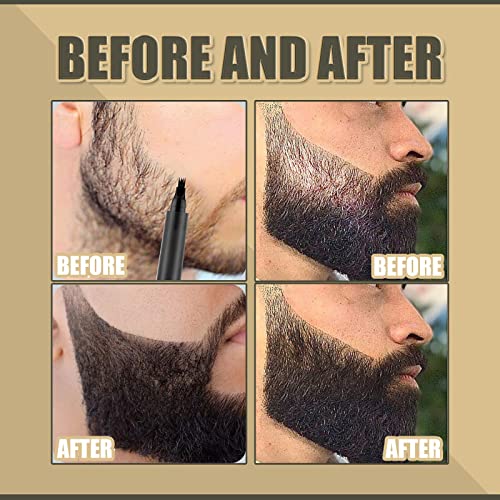Kit de caneta de enchimento de barba para homens, com 4 pontas duradouras à prova d'água, preenchimento de lápis e escova de barba, defina sua barba