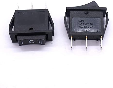 Bkuane 8pcs AC 250V/15A, 125V/20A ， Black On/Off/On Spdt 3 Pin 3 Posição Mini Rocker Rocker Switches