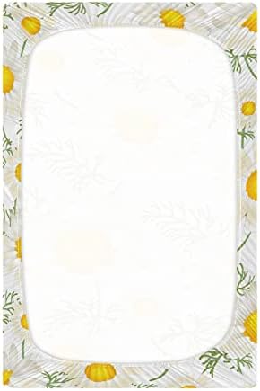 Alaza Daisy Chamomile Flor Floral Folhas de berço encaixadas lençóis de berço para meninos bebês crianças pequenas, mini tamanho 39 x 27 polegadas