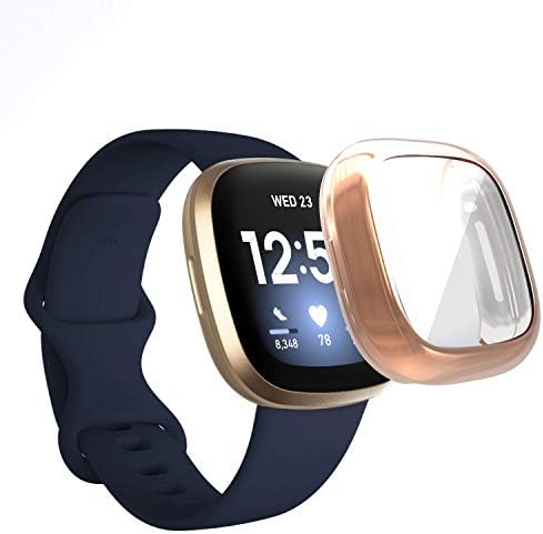 Folome- [5-PACK] Case de protetor de tela compatível com Fitbit Versa 3 & Sense Watch Screen TPU Capa Ultra Slim Soft TPU Case