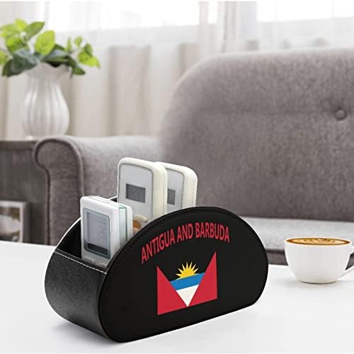 Bandeira dos detentores de controle remoto de Antígua e Barbuda TV Organizador da área de mesa de armazenamento de couro de moda com 5 compartimento