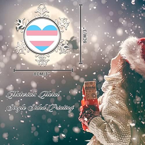 ROVA GAY Metal Snowflake Ornamento de Natal Bissexual Heart Transgender Christmas Ornamento de Natal para crianças LGBTQ