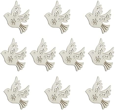 AMOSFUN 20 PCS Ornamentos fofos de madeira para enfeites de pombos de pássaros de Natal pingentes de pinças XMM Fatias de decorações
