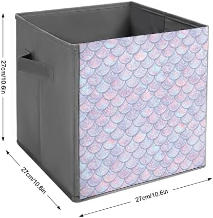 Glitter Fish escamas grandes Cubos Bins de armazenamento de armazenamento Caixa de armazenamento de lona Organizadores