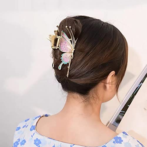 Kuuguu 4 PCs Clipe de garra de borboleta, estilo de cabelo grosso, acessórios para cabelos da moda, presentes de Natal para mulheres meninas
