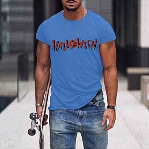 Camisetas de Halloween de XXBR masculino, letra de manga curta do soldado impressão gráfica engraçada o pescoço camisetas casuais camisetas casuais camiseta