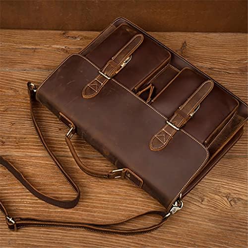 Wetyg Genuine Leather Man Bolsa Man Bolsa Men Bolsas de ombro Brown Business 15,6 polegadas Bolsa de laptop