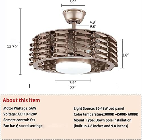 Ventilador de teto cutyz com luzes, ventilador de teto sem lâminas com luzes e controle remoto do teto moderno do ventilador