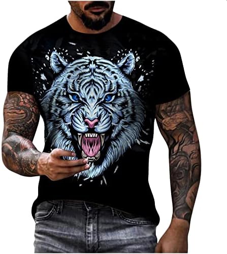 Mens t camisetas 3d estampa de animais de animais de manga curta redonda sports sport tops plus size casual grande e alto camisetas