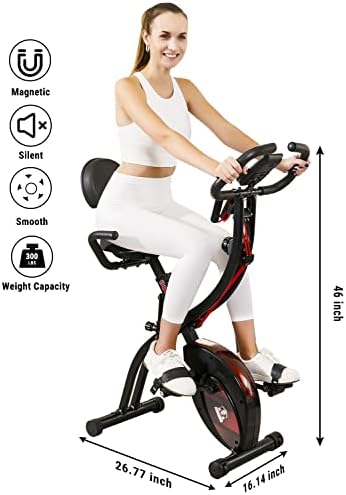 HapBear de bicicleta dobrável de bicicleta magnética Bicicleta estacionária dobrável, treino de fitness de fitness de fitness de 3 polegadas de 3 pol.
