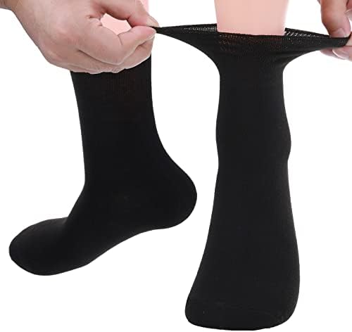 Wllhyf 2 pares de meias diabéticas de bambu para mulheres e homens, meias diabéticas elásticas amplas esticadas meias esportivas não vinculativas