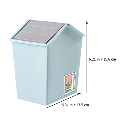 Zerodeko mini lata de lixo, lixo de lixo de mesa de plástico com tampa, lixo em forma de cabine pode lixo de lixo de