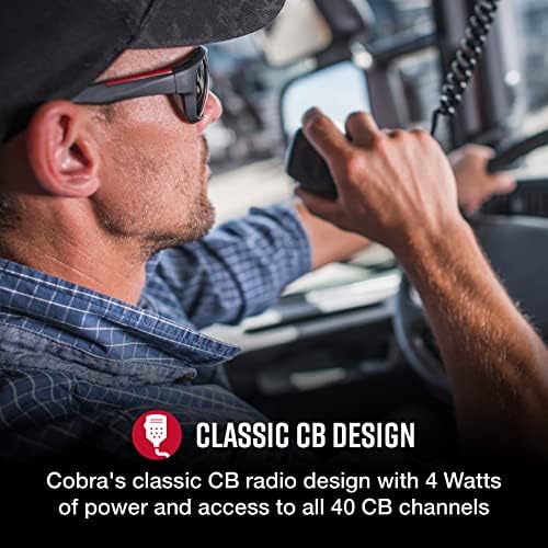 Cobra 29 Ltd Profissional CB Radio-Fácil de operar rádio de emergência, canal instantâneo 9, saída de 4 watts, 40 canais completos, receptor ajustável e calibração SWR, acesso AM/FM de modo duplo, preto