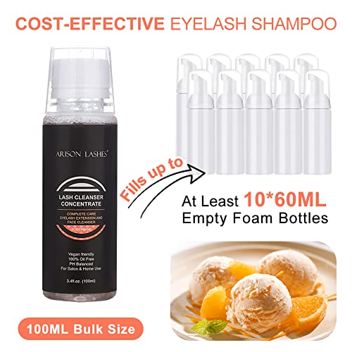 Cleanser de cílios Concentro de 100 ml Extensões de cílios profissionais Shampoo Cleanser de espuma natural para cílios de extensões