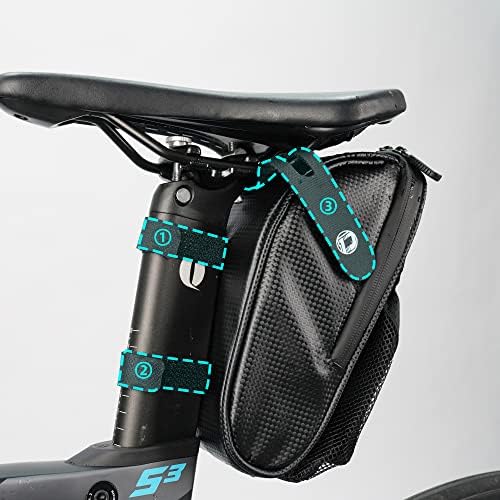 Darevie Saco de assento de bicicleta resistente à água, bolsa de sela de bicicleta sob o assento, pacote de assento de ciclismo para bicicletas de montanha rodoviária preta