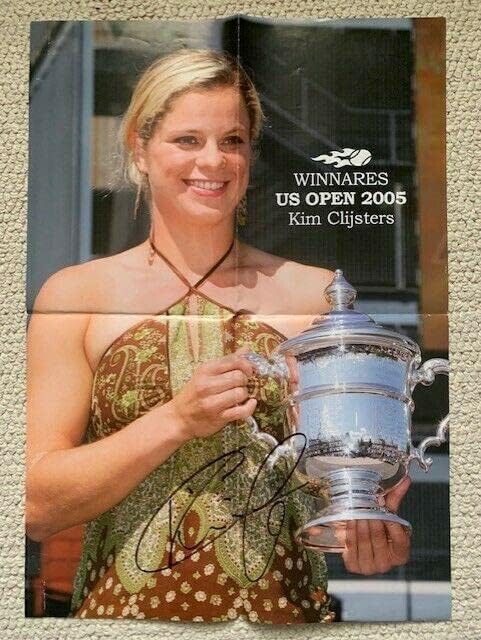 Kim Clijsters assinado a mão 16x23 Color Poster 2005 US Open+CoA Tennis Star - Fotos de tênis autografadas