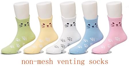 Maiwa Cotton Rodty Cats Firmless Girls Kids Socks 5 pacote
