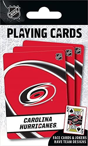 Games familiares de obras -primas - NHL Carolina Hurricanes Playing Cards - Oficialmente licenciado Deck de cartas para adultos,
