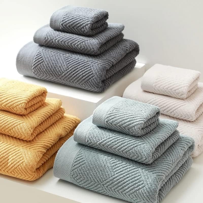 Geltdn algodão Microfiber Toalha Plaina Cor de três peças Conjunto de toalhas de banheiro Quare Toalha de banho de mão