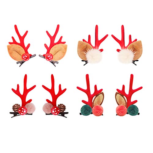 Solustre 4 pares clipes de cabelo de natal Adorável chifre de chifre de chifre de corça para crianças Decoração de Natal para crianças