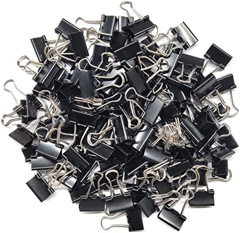 Ykimok 120pcs mini clipes de fichário, 5/8 polegadas, braçadeiras de papel tamanho micro para material de escritório, preto