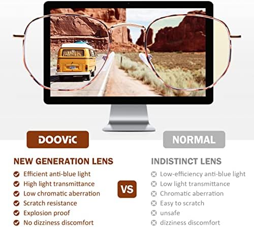 Doovic 3 embalagem moda metal moldura de leitura de óculos de luz azul bloqueando anti -falhas oculares leitores de computadores