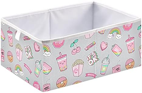 Cataku fofo alimentos pastel bins de armazenamento de cubos para organização, caixas de armazenamento de armazenamento retangular