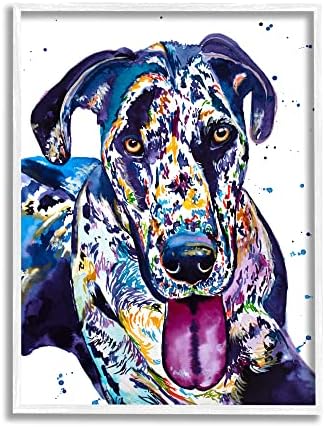 Stuell Industries Abstract Dog Modern Pet Retrato emoldurado Giclee Art, Design de Jen Seeley
