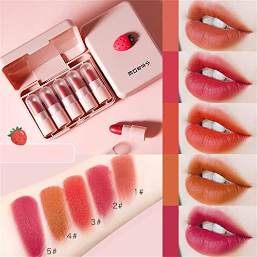 NPKGVia Velvet Mattes Lipstick Mistys Small Lipstick Conjunto 5 Viagem Batom Lipstick Lipstick Lip Kits Kits