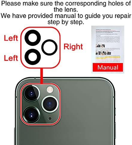 2pcs Asdawn traseiro traseiro da câmera traseira Substituição de vidro para o iPhone 11 Pro e 11 Pro Max Camera Lens Substituição com adesivo pré-instalado + manual de instalação + kit de ferramenta de reparo
