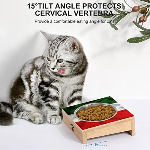Bandeiras nacionais italianas Tigela de gato, tigela de estimação aumentada, proteja a coluna do animal de estimação e faça de gatos confortáveis ​​anti-vomitantes