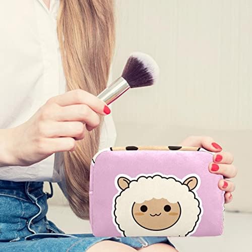 Tbouobt Makeup Bag Zipper Pouch Travel Organizador cosmético para mulheres e meninas, desenho animado de animais de ovelha