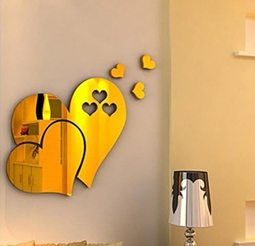 Adesivos de parede wocachi decalques 3d espelho de amor corações adesivos de parede decalque decalque diy quarto artes decoração
