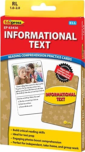 Cartões práticos de compreensão de leitura do EDUPRESS, texto informativo, nível amarelo