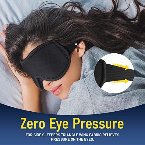 Máscara de sono para homens, mulheres, bloqueando o sono leve, a pressão dos olhos zero e as tampas de olhos ajustáveis ​​com elástico, vendidos noturnos com contornos 3D, respirável e macio para viagens/soneca/troca de trabalho