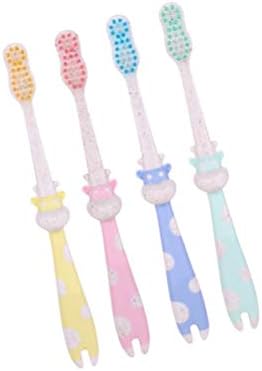 Doitool 4pcs veados em forma de bebê Treinando escovas de dentes crianças escova as escovas de dentes de agitação escovas de dentes infantis