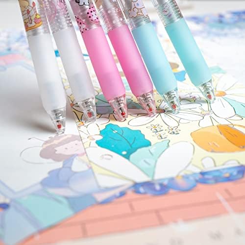 Canetas de tinta em gel de anime eiodlulu 6 pcs gatos gatos fofos de material escolar kawaii define canetas esferográficas para estudantes adolescentes garotas preto 0,5mm