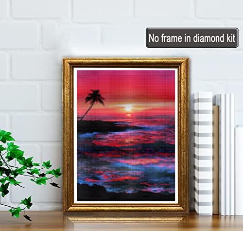 Kits de pintura de diamante 5D Jungobiu para adultos Sunset, Diy Diamond Art Kits Furrões de praia Round Round com diamantes