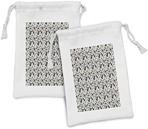 Conjunto de bolsas de tecido de moda de Ambesonne, de 2 anos, o atelier de costura acessórios Botões de ferramentas de tesoura Dress Vesti