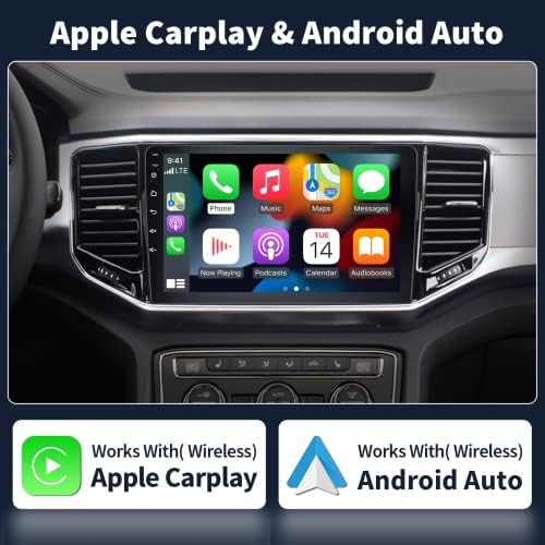 Android Double Din 11 estéreo de carro, CarPlay sem fio, Android Auto, Link de espelho, Rádio de navegação GPS de tela de toque