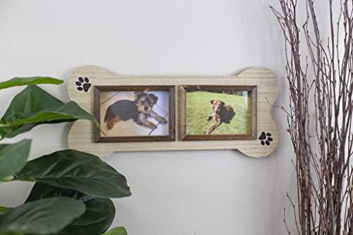 Colagem exclusiva da moldura de cães, 4x6 Duas fotos de foto na forma de um osso de cachorro. Faz um ótimo presente para quem tem cães.