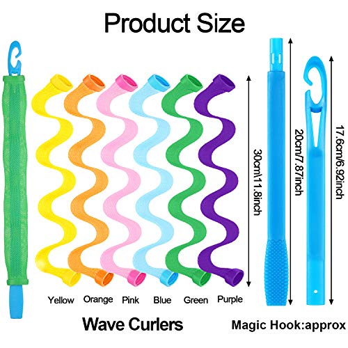 Kit de estilo de cabelo de 30 peças, rolos de cabelo em estilo de onda Spiral Slors sem golinhos de cabelo de calor com
