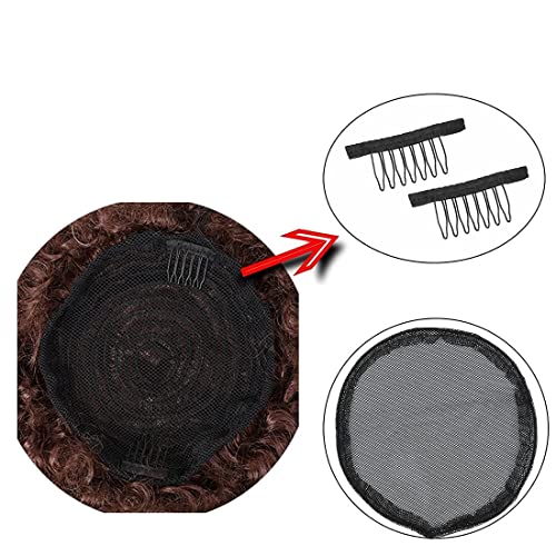 6 PCS Black Tecling Cap de traço de tração de tração de traço de rabo de líquido Base elástica usada para fabricar ferramentas de peruca de cabelo de pão de cabelo para mulheres