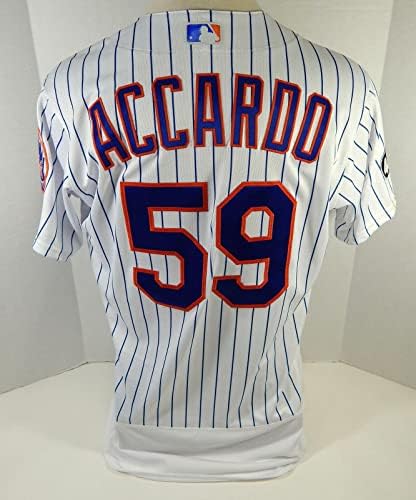 2021 New York Mets Jeremy Accardo 59 Jogo emitido White Jersey 41 Seaver Patch - Jogo usou camisas MLB