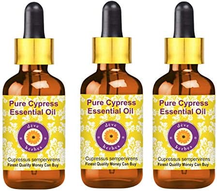 Deve Herbes Pure Cypress Oil essencial com vapor de gotas de gotas de vidro destilado 100ml x 3